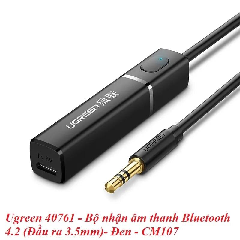 Ugreen UG40761CM107TK BT 4.2 màu Đen Bộ phát âm thanh Bluetooth 4.2 chuẩn 3.5mm - HÀNG CHÍNH HÃNG