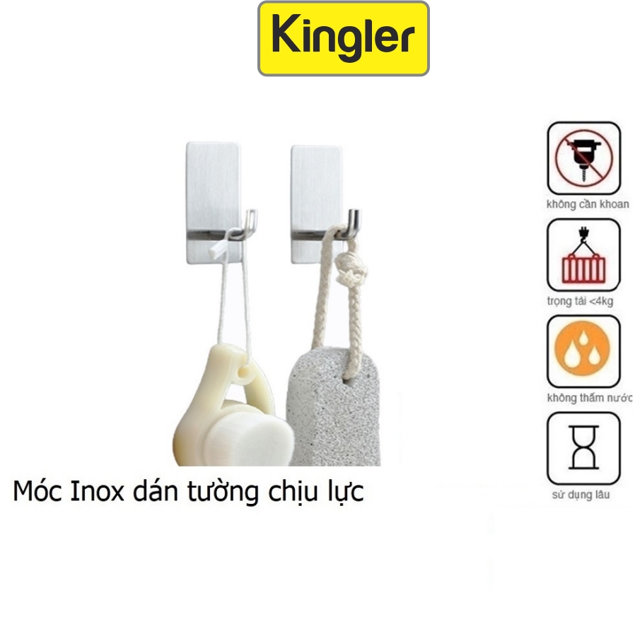 Móc Dính Tường Đa Năng, Móc Dính Tường, Móc Inox Treo Đồ Tiện Dụng Không Khoan Tường. Kingler 2004