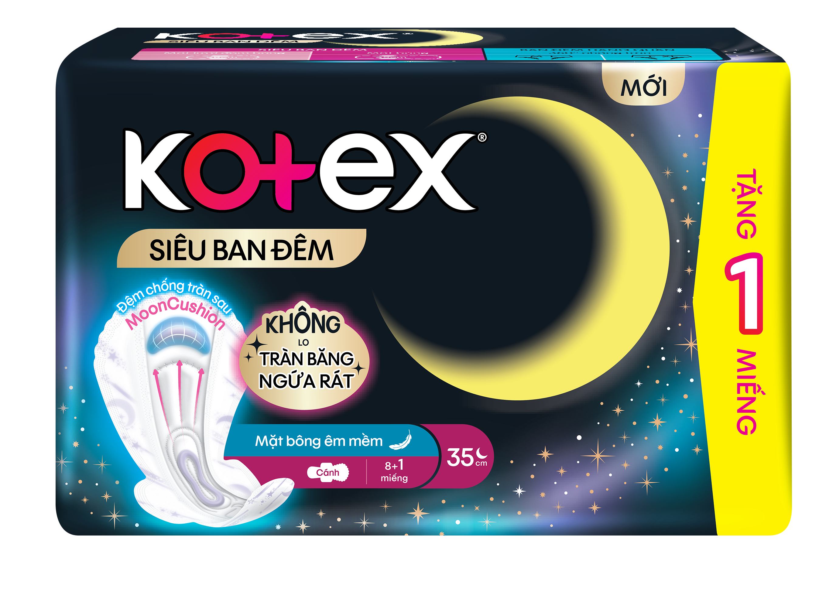 Hình ảnh Combo 2 gói băng vệ sinh Kotex ban đêm đệm sau 8+1 miếng loại 35 cm
