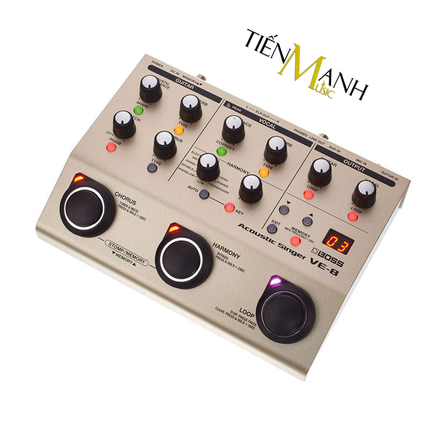 Boss VE-8 Acoustic Singer Vocal Tạo tiếng Bè, Vang vọng và chỉnh Tone, Giọng cho Ca sỹ - Bàn đạp Phơ Guitar Reverb and Delay Effects Processor VE8 Hàng Chính Hãng - Kèm Móng Gẩy DreamMaker