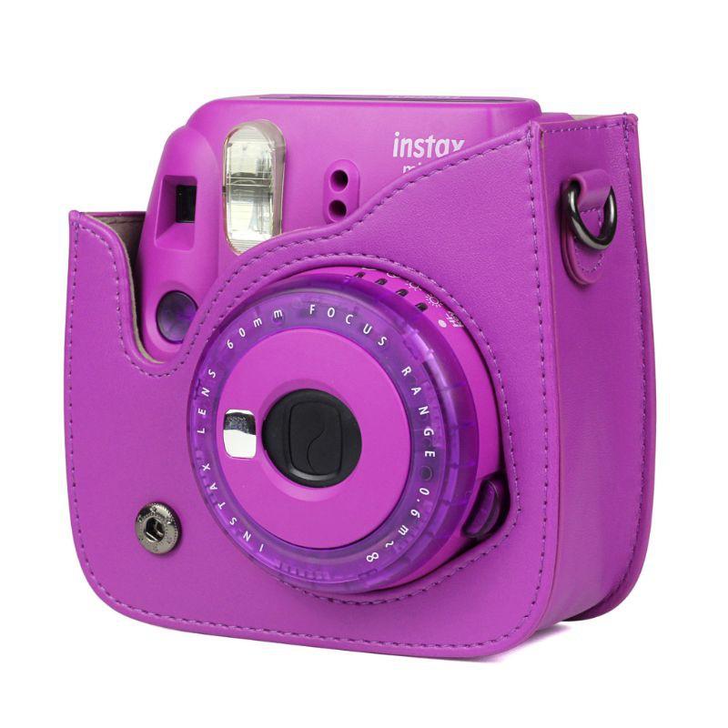 Bao Da Pu Màu Trơn Có Dây Đeo Vai Cho Máy Ảnh Fujifilm Mini 9 Mini 8 Mini 8