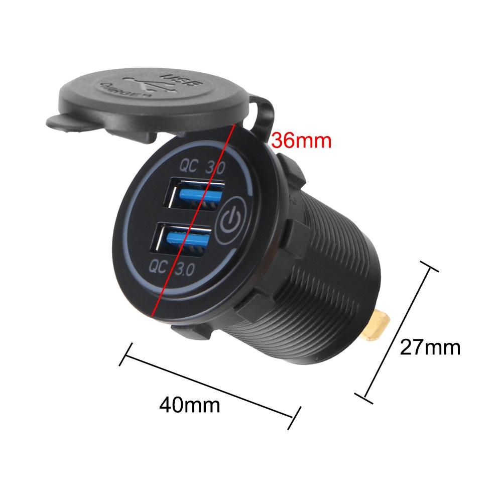 Ổ cắm sạc nhanh QC 3.0 36W cho xe hơi/xe tải/xe máy có màn hình hiển thị LED 12V/24V