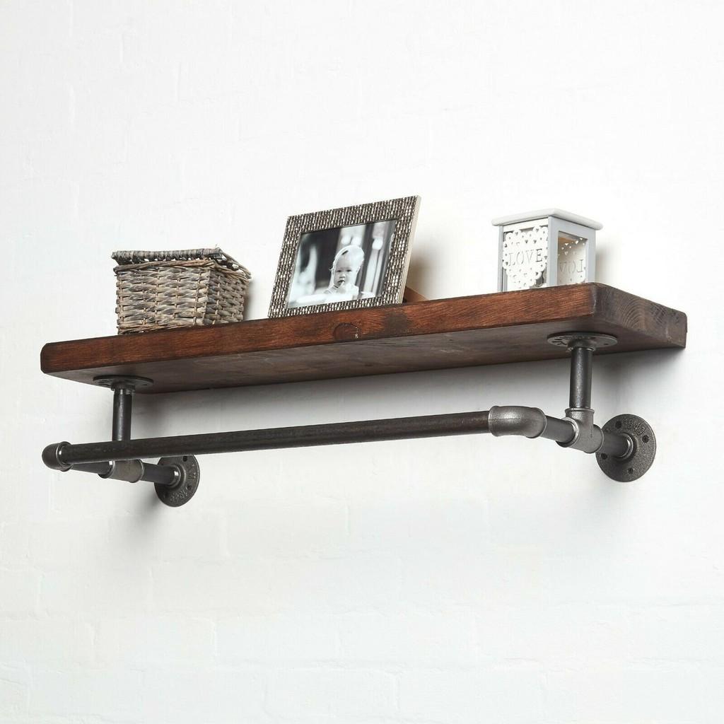 Kệ treo tường ống nước vintage, kệ ống nước cao cấp kiêm giá treo quần áo decor trang trí đẹp