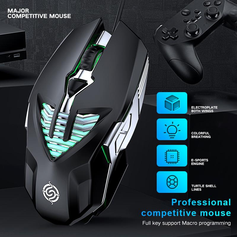 Q1 Có Dây Công Thái Học Điện Quang Chuột Chơi Game 1600Dpi Usb 6 Nút Định Nghĩa Vĩ Mô Kim Loại Chuột Máy Tính Để Bàn Chuột Máy Tính