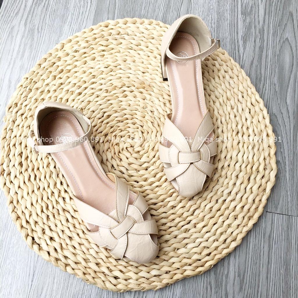 Giày cao gót nữ 3p - Sandal kín mũi gót vuông 3cm - Nhẹ êm chắc chân
