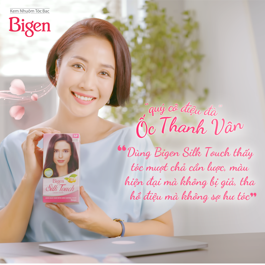 Thuốc nhuộm dưỡng tóc phủ bạc thảo dược Bigen Silk Touch Thương hiệu Nhật Bản Sắc Màu trẻ trung 80ml dạng kem - BST 5C