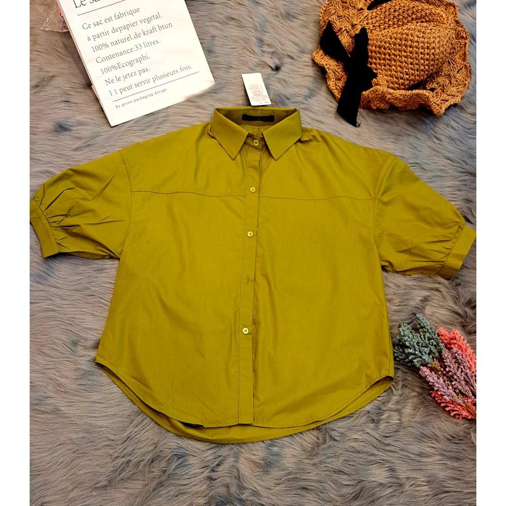Áo Sơ Mi Trơn Form Rộng Áo Sơ Mi Nữ Tay liền form To Oversize Freesize