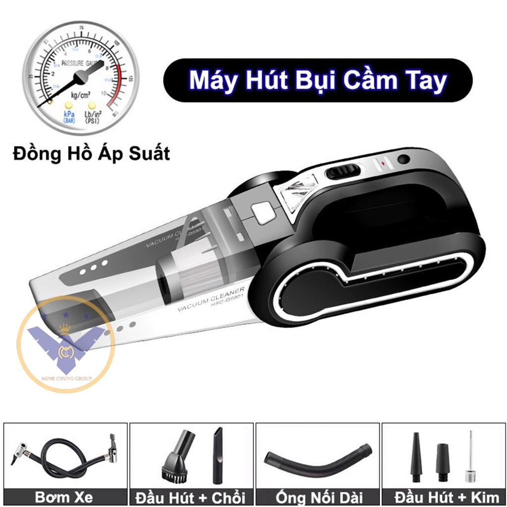 Máy hút bụi ô tô cầm tay kèm bơm lốp mini đa năng 4 in 1