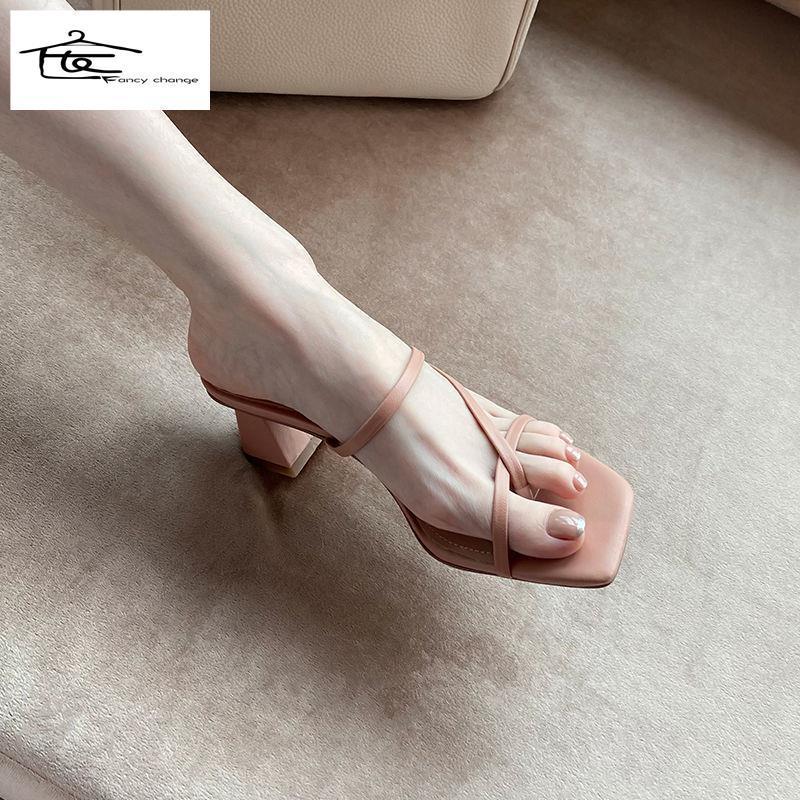 Giày Sandal Cao Gót 2022 Bằng Da Thật Đế Dày Mềm Mại Thời Trang Mùa Hè