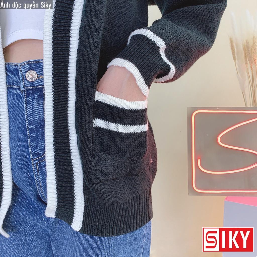 Áo cadigan len trơn nữ form rộng thiết kế viền siêu xinh - KL05
