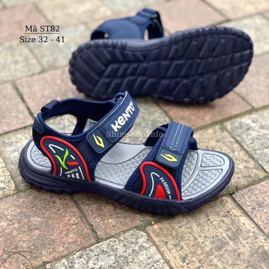 Dép sandal bé trai KENTO xanh navy quai hậu kiểu dán êm nhẹ chống trơn trượt cao cấp phù hợp cho trẻ em học sinh tiểu trung học 6, 7, 8, 9, 10, 11, 12, 13, 14, 15 tuổi đi học đi biển màu hè NHÍM SHOP ST82