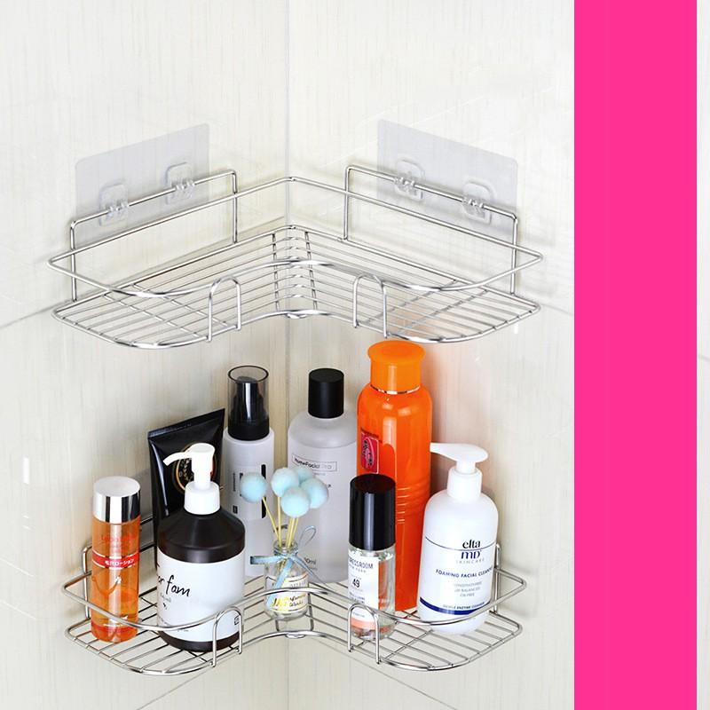 Kệ góc inox 304 dán tường phòng tắm, giá để đồ phòng bếp LOẠI XỊN SIÊU CHỊU LỰC 10KG