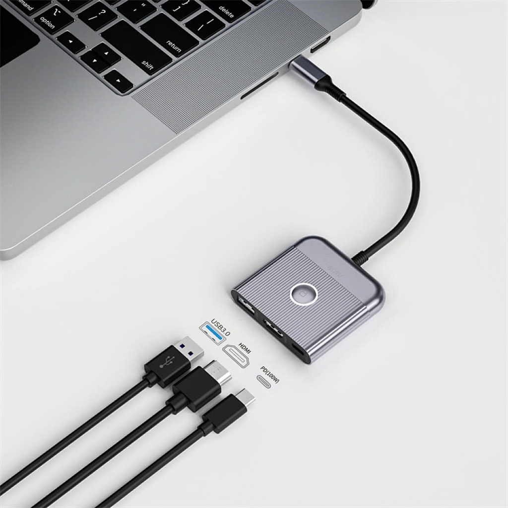 Hub Chuyển Đổi WI WU Travel 3-IN-1 TYPE C WI-HB002 - Hàng Chính Hãng