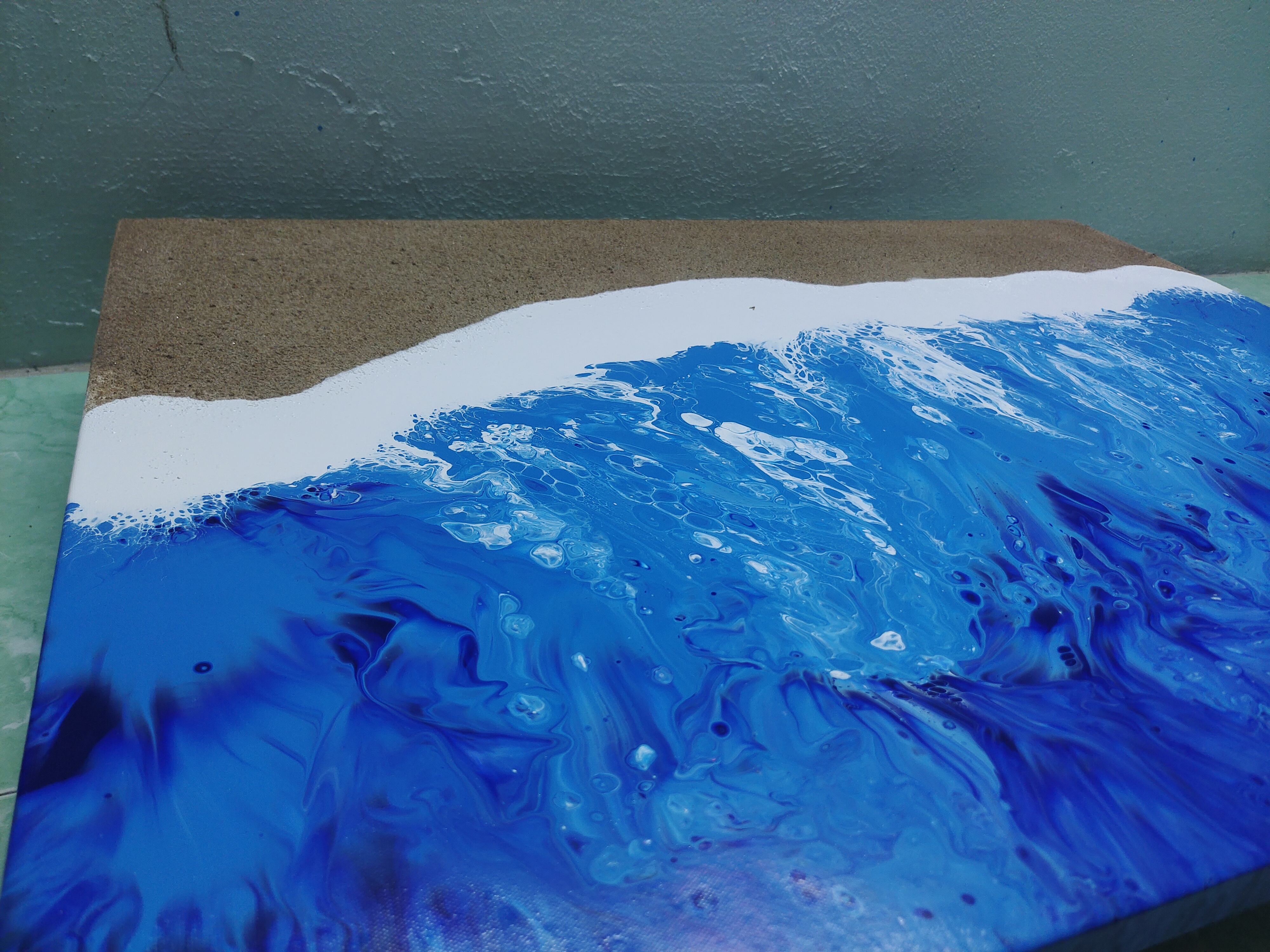 Tranh vẽ tay trừu tượng-Tranh canvas -acrylic-phủ chống thấm Maries . KT 60x80cm