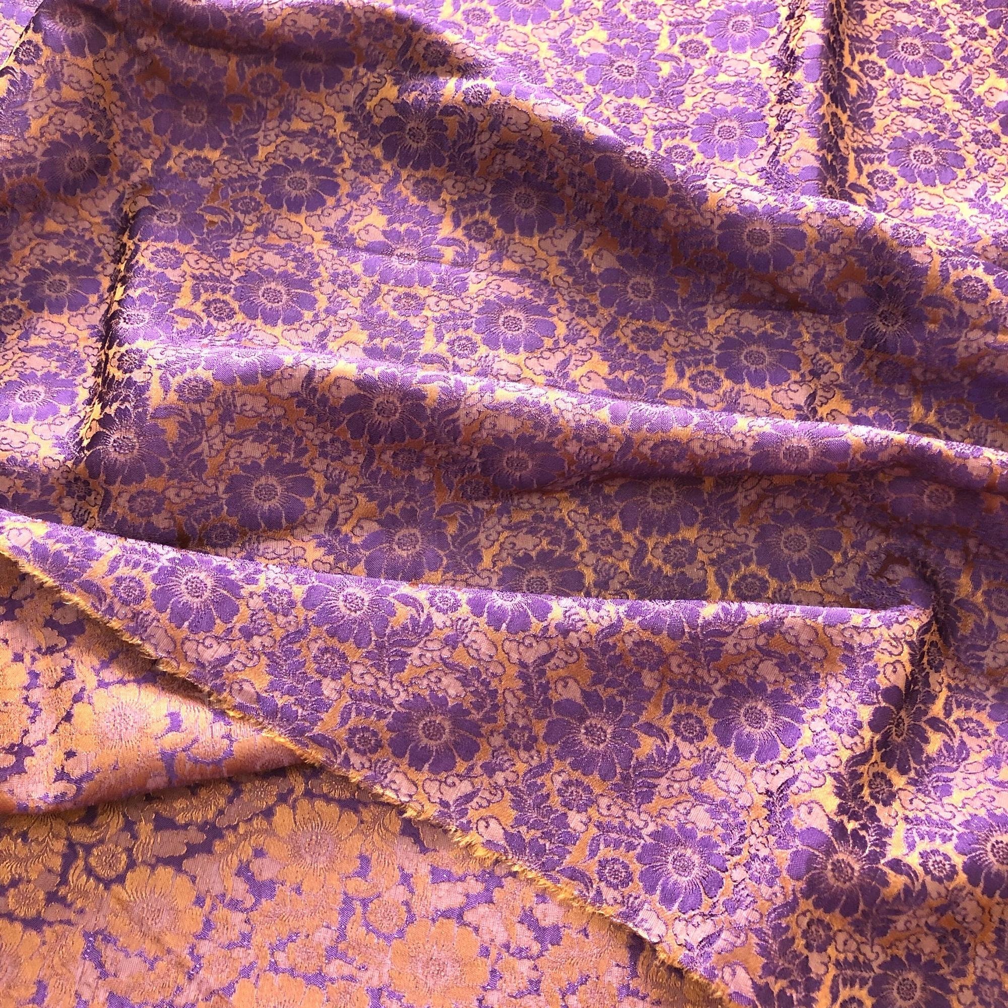 Vải Lụa Tơ Tằm hoa cúc màu tím nhạt, mềm#mượt#mịn, dệt thủ công, khổ vải 90cm