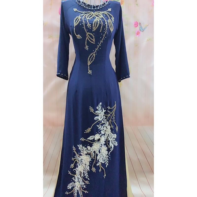 ÁO DÀI CHO MẸ-ÁO DÀI DỰ TIỆC-XANH ĐEN - đủ size - ảnh thật 100%