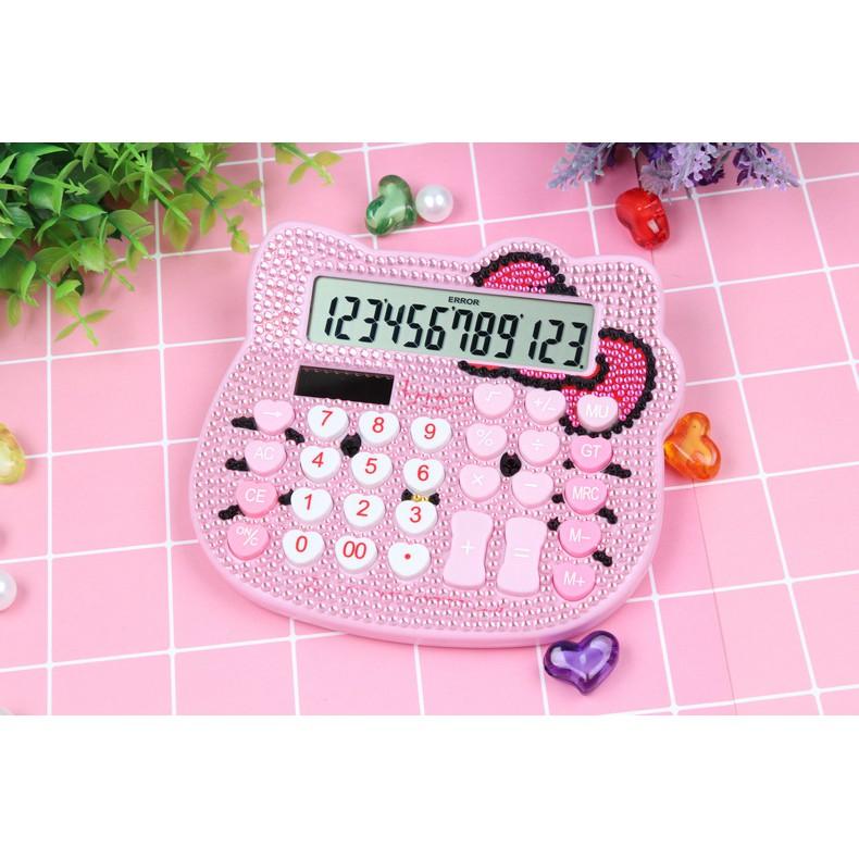 Máy tính bỏ túi hình mèo hello kitty gắn đá kim cương