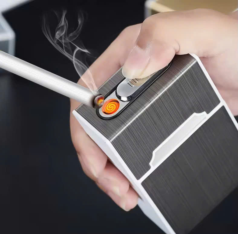 Hộp Đựng Bao thốc Kèm Bật Lửa Sạc Điện Hồng Ngoại Loại Xịn – Sang Trọng, Độc Đáo, Tiện Lợi