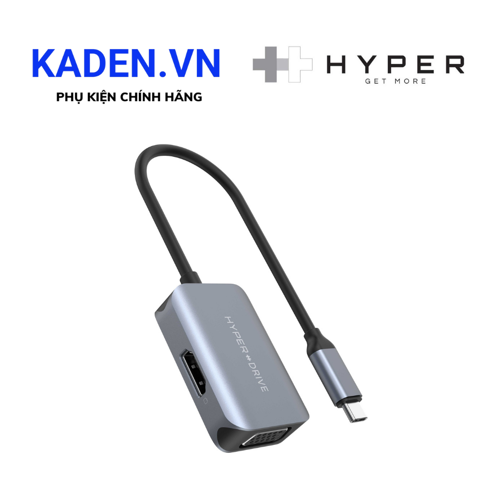 Cổng Chuyển Đổi MacBook HYPERDRIVE HDMI/VGA 4K60HZ 2 In 1 HD-C2HV Gray - Hàng Chính Hãng