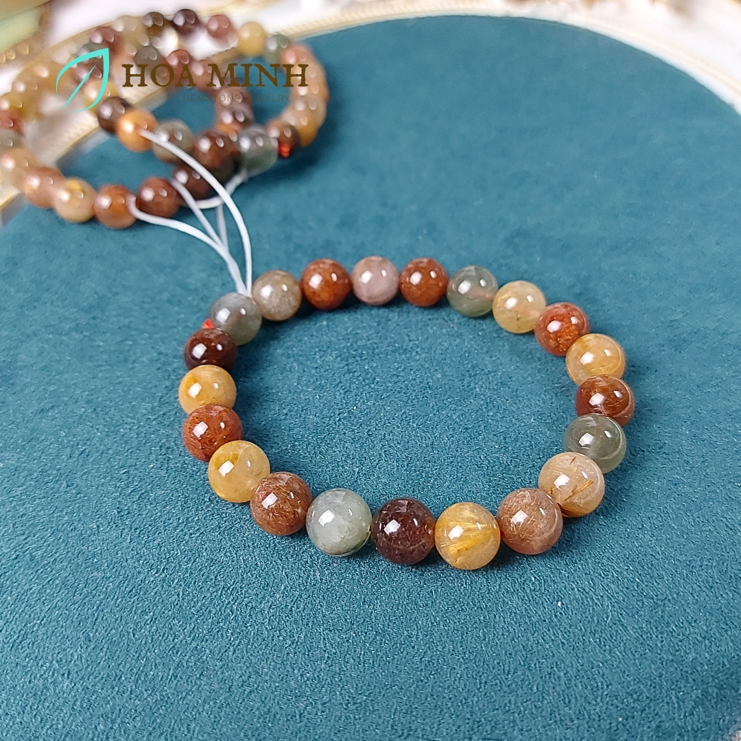 Vòng tay đá Thạch Anh Tóc tam tài size 9 li Thạch Anh Tóc Đỏ Thạch Anh Tóc Vàng Thạch Anh Tóc Xanh