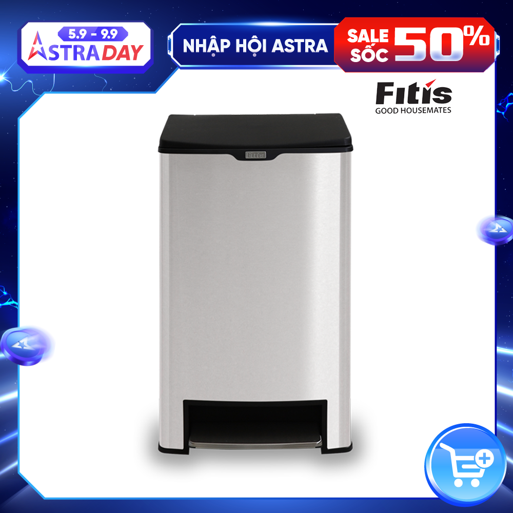 Thùng rác Fitis inox Mega đạp 40 lít - SPL2-901 - inox