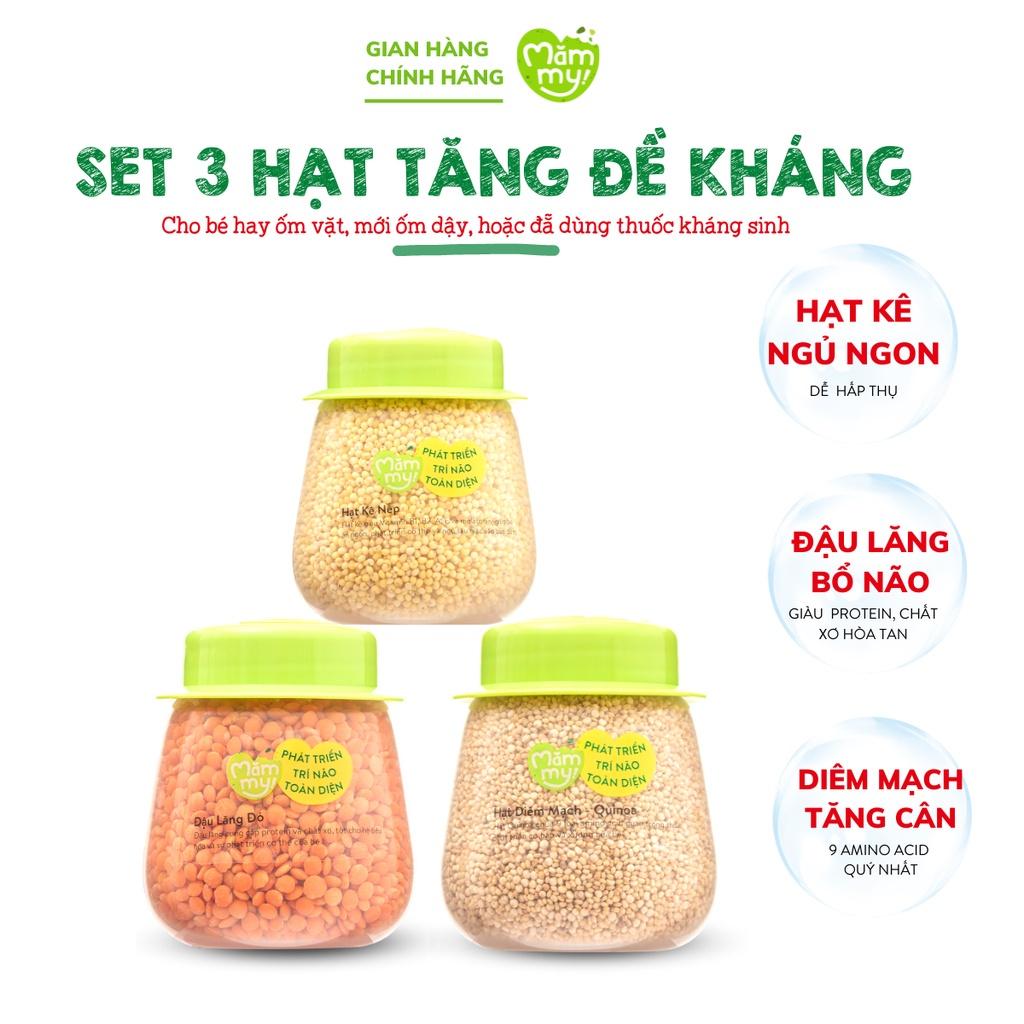 Set 3 hạt ăn dặm tăng đề kháng hữu cơ MĂMMY: Hạt Kê Nếp, Đậu Lăng Đỏ, Hạt Diêm Mạch Quinoa