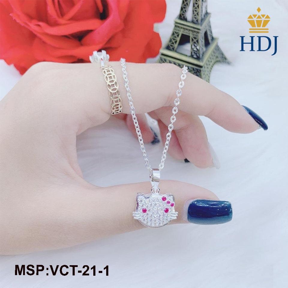 Dây chuyền bạc cho bé hình Hello Kitty đính đá sang trọng trang sức HDJ mã VCT-21-1