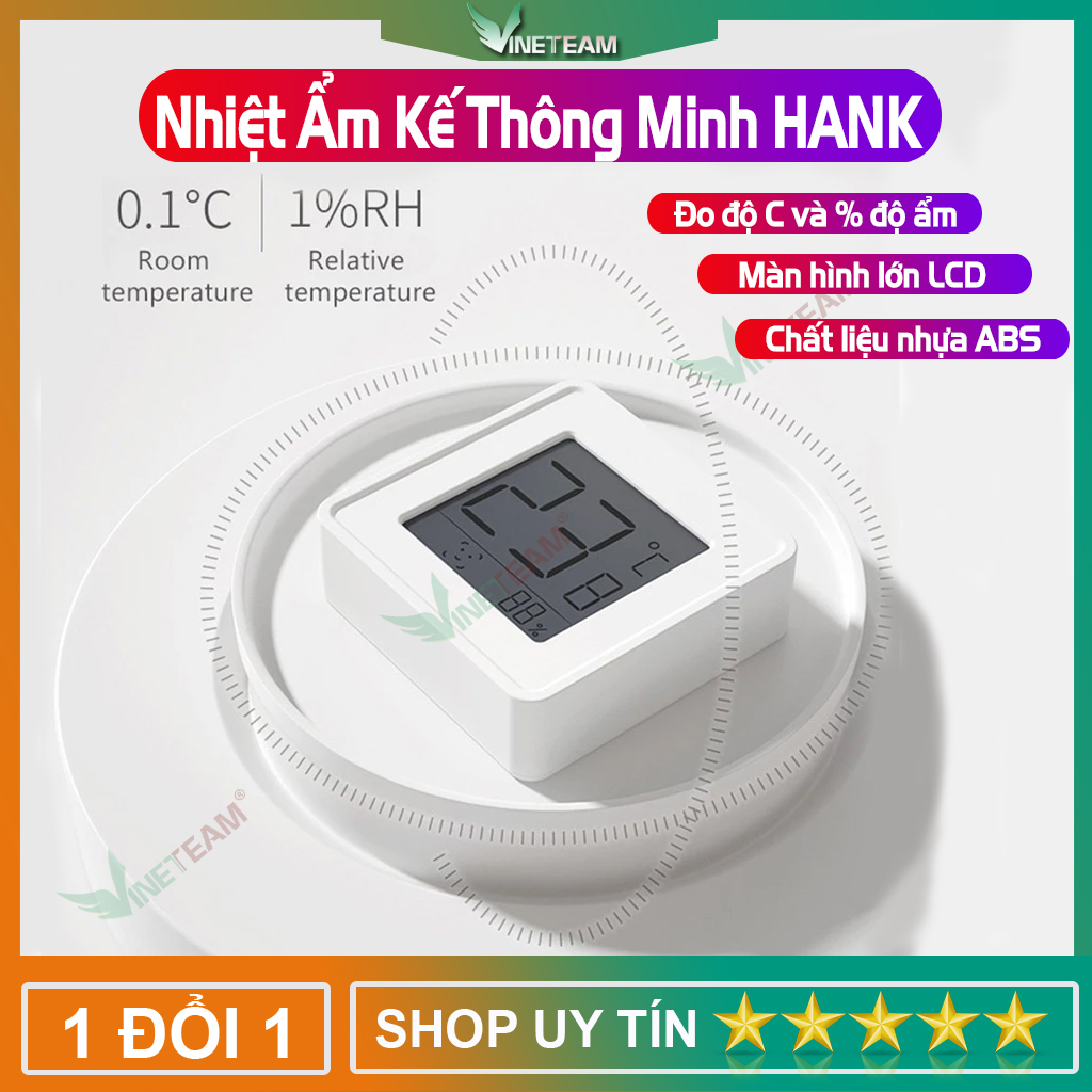 VINETTEAM Nhiệt Ẩm Kế Điện Tử Thông Minh Hank Đo Nhiệt Độ Và Độ Ẩm Trong Nhà Màn Hình Lớn Hiển Thị Kỹ Thuật Số - Hàng Chính Hãng