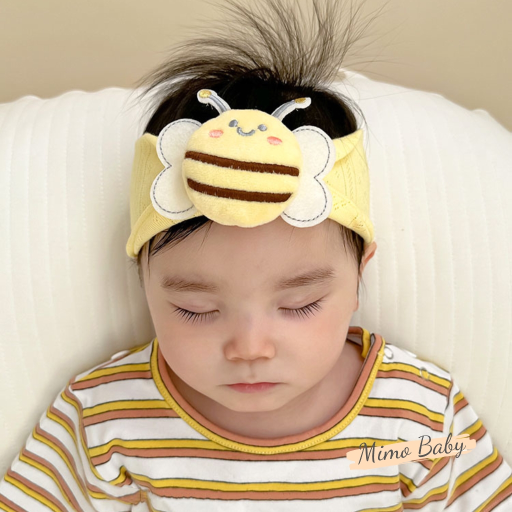 Băng đô thun gân bản to đính ong vàng đáng yêu cho bé BD77 Mimo Baby