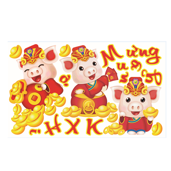 Decal Dán Tường Trang Trí Tết Xuân Combo Số 38