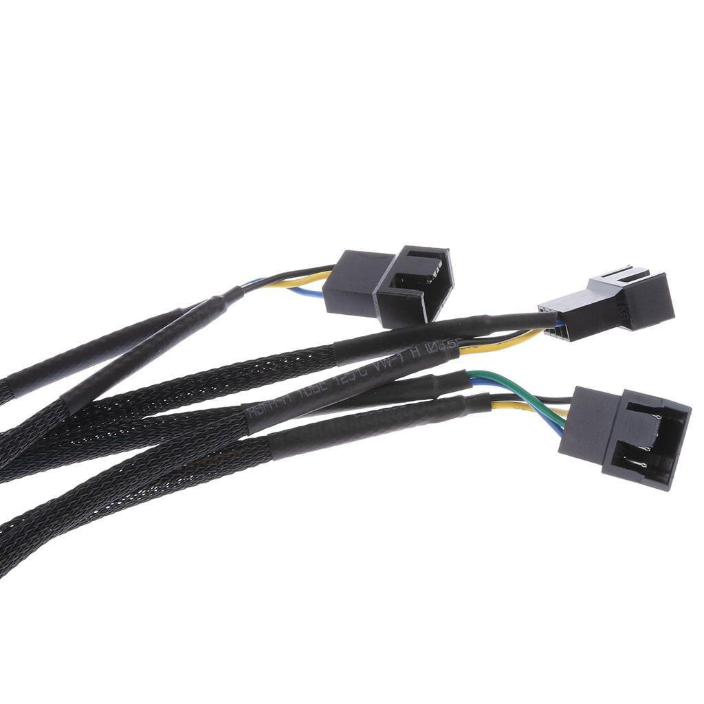 4 Pin Y Fan Power Cable PWM Fan Splitter Lead 1 to 4 Adapter Black Sleeved