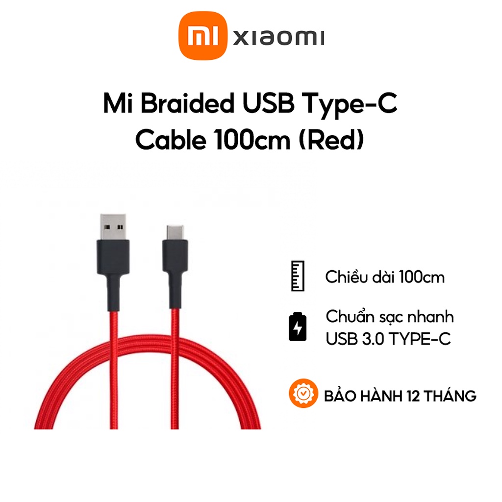 Cáp USB Type-C Xiaomi Mi Type-C Braided Cable 1m SJV4110GL SJX10ZM - Hàng chính hãng