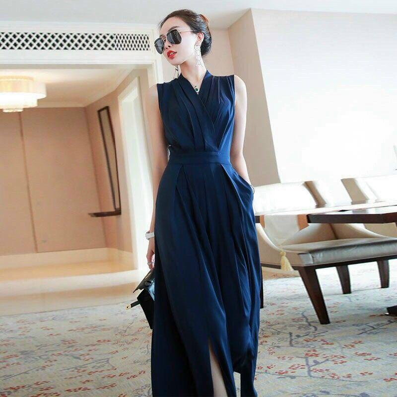 JUMPSUIT XANH DÀI XẾP LI XẺ TÀ