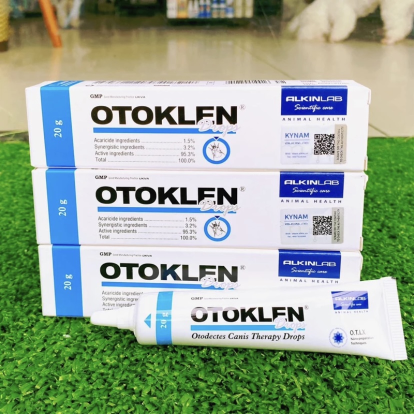 Nhỏ tai Alkin Otoklen tr.ị ve rận, nhiễm trùng, nấm trong tai 25ml