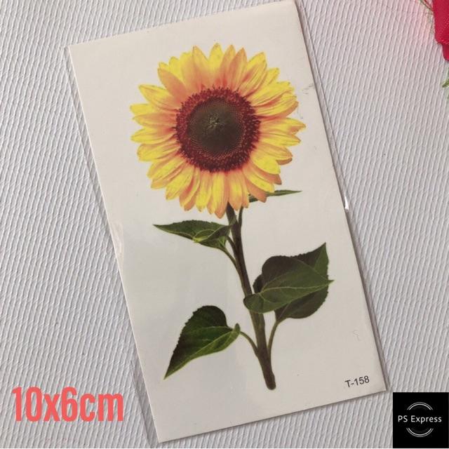 Hình xăm dán hoa hướng dương màu 10x6cm- mua 5 tặng 1 mini xinh