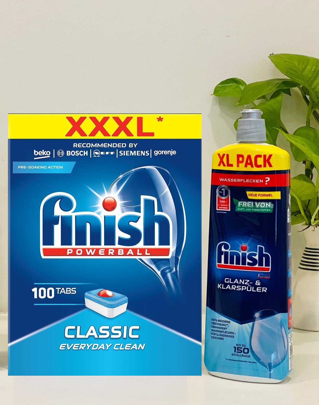 Combo Viên rửa bát Finish 100 viên + Nước làm bóng finish 750ml dùng cho máy rửa bát