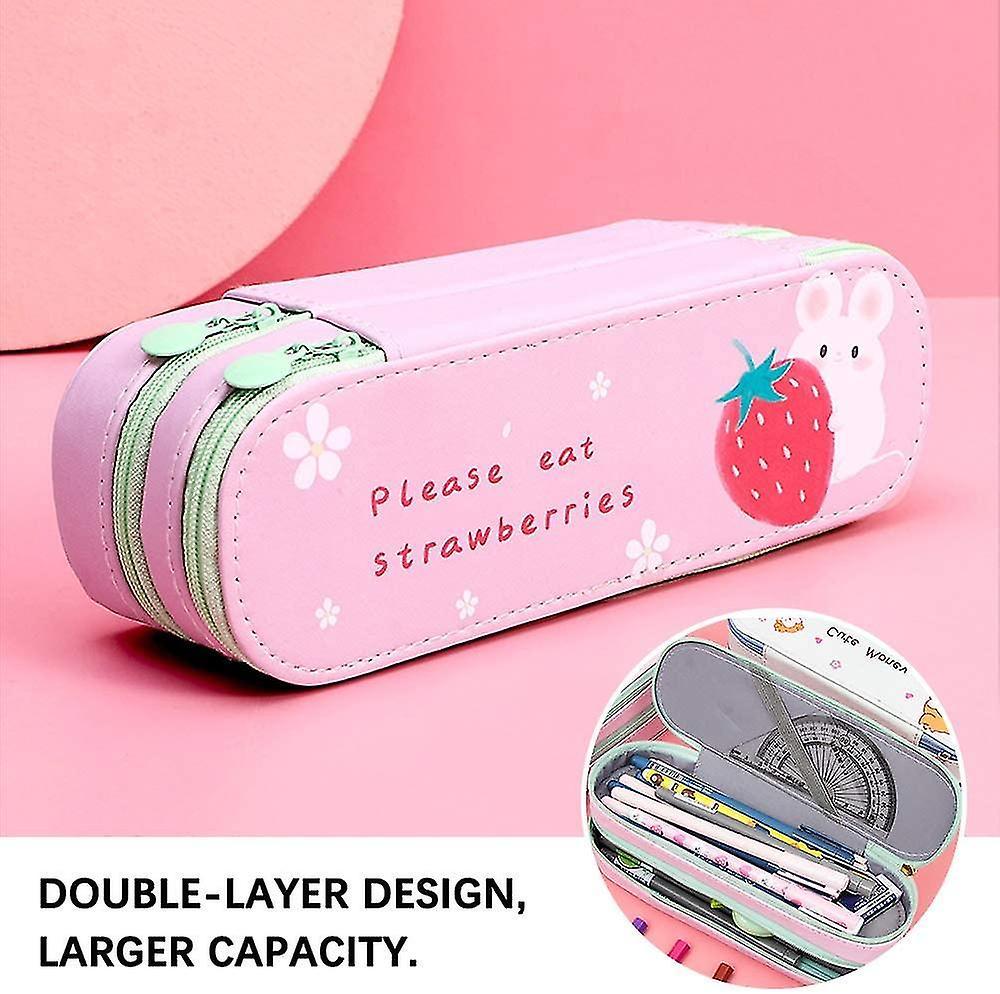 Bút chì Trush cho Bút, Nhà tổ chức lưu trữ có công suất lớn -Túi mỹ phẩm, Double Kawaii Lớp đôi trở về trường học dành cho các cô gái vị thành niên, Coll