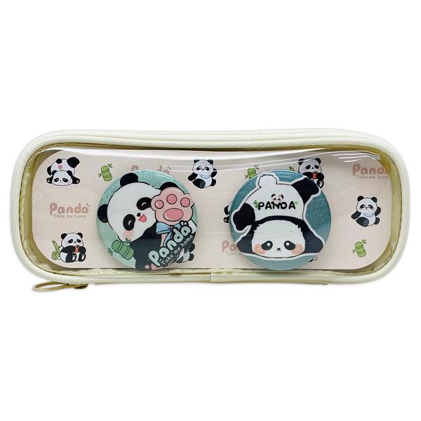 Bóp Viết Vải Kèm Huy Hiệu Panda - Yipin 17942 - Màu Kem