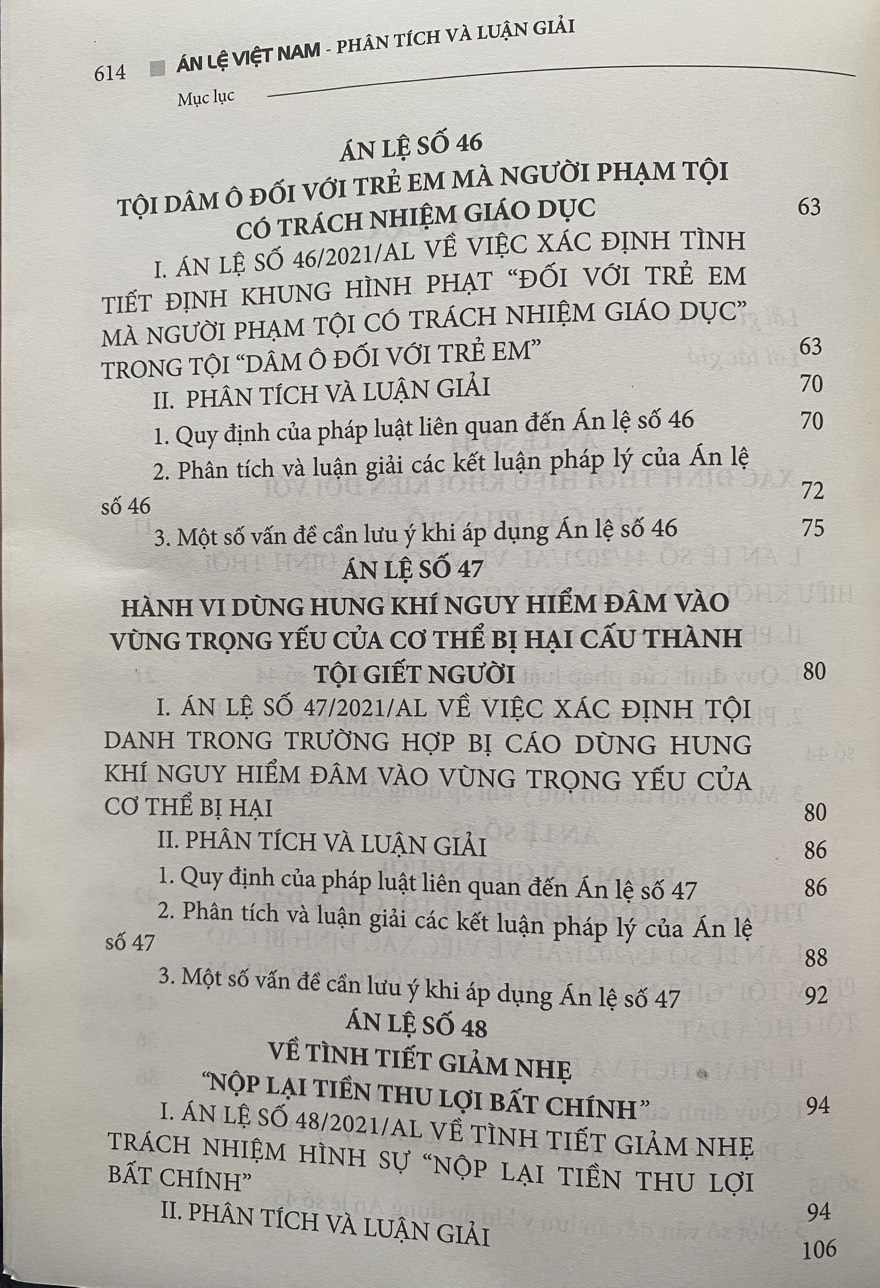 Án Lệ Việt Nam - Phân Tích  và Luận Giải ( Từ Án lệ số 44 đến Án lệ số 70 ) Tập 2