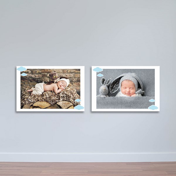 Bộ 2 Tranh Em Bé Dễ Thương - Tranh Treo Phòng Ngủ Canvas W1164