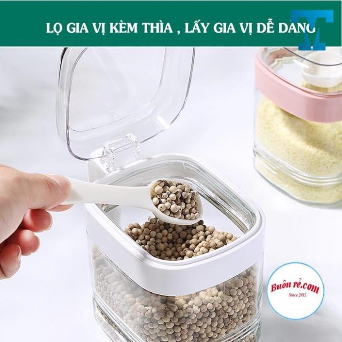Bộ 3 lọ đựng gia vị có thìa hàng cao cấp Hokori Việt Nhật , Hũ đựng gia vị có nắp đậy tiện dụng bền đẹp -01476