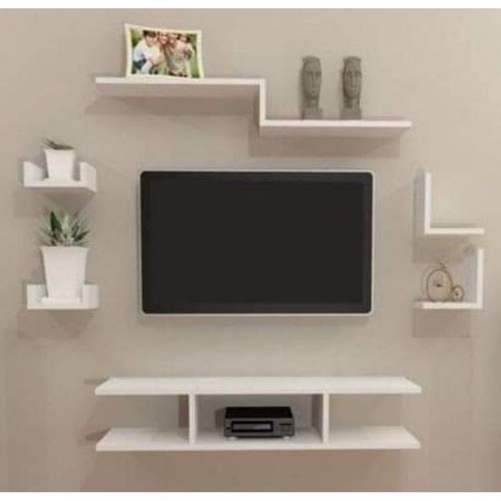 Kệ trang trí tivi treo tường nhiều chi tiết như hình