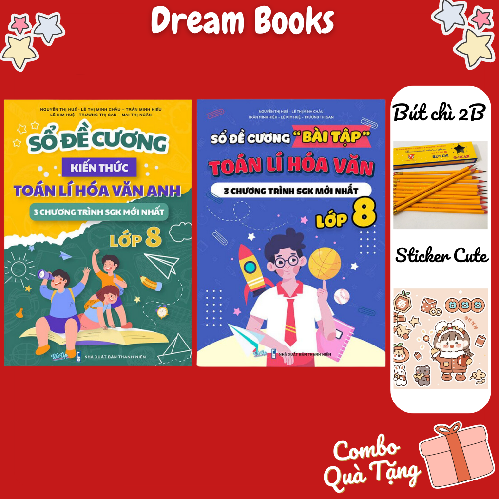 Sách- Combo Sổ Đề Cương Lớp 8 Kiến Thức + Bài Tập Toán Lí Hóa Văn Anh- Biên Soạn Theo 3 Chương Trình Mới Nhất SGK