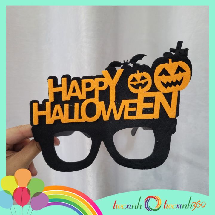 Hình ảnh Mắt kính hóa trang chữ Happy Halloween bằng vải nì