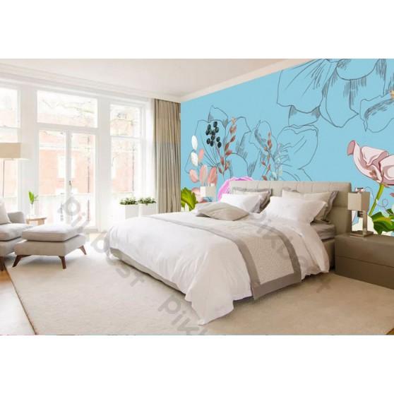 Tranh dán tường Tranh nền hoa sắc màu sáng tạo, tranh dán tường 3d hiện đại MS1237681