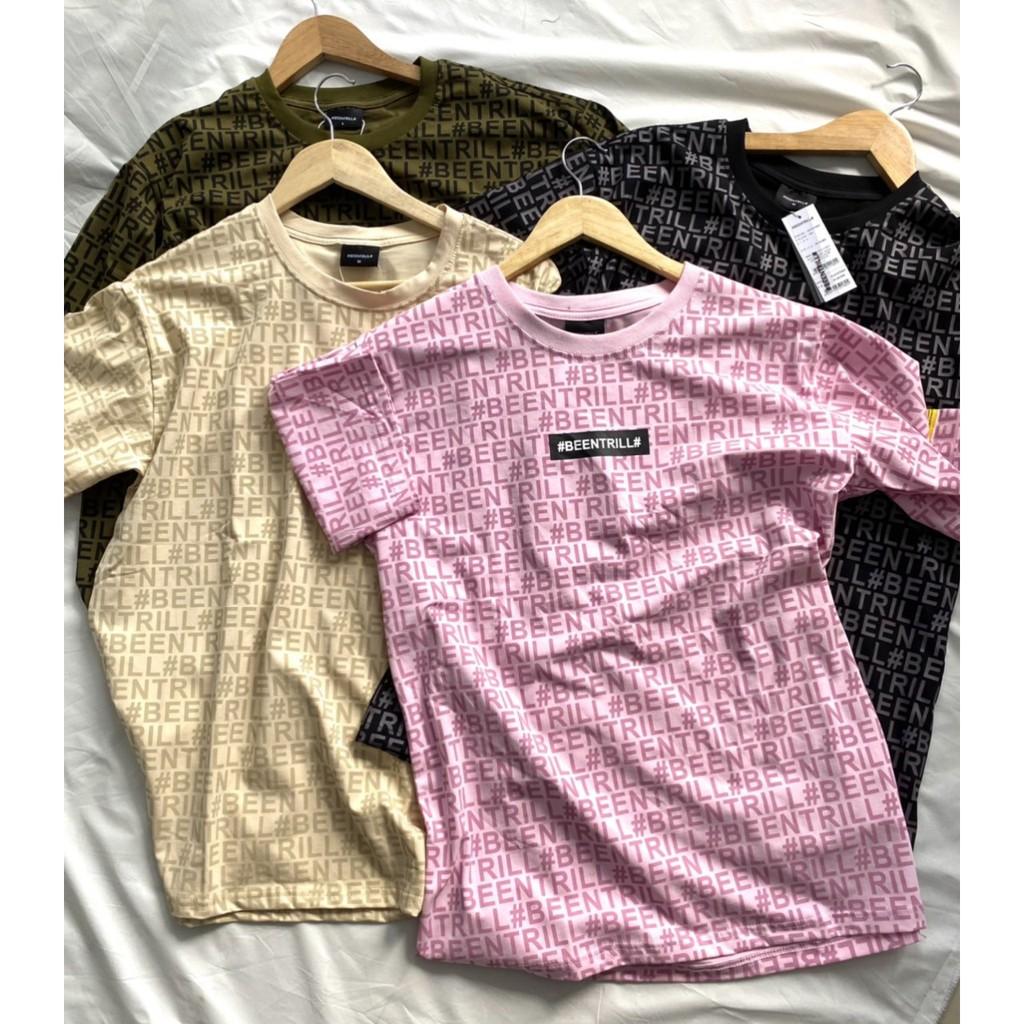 Áo thun tay lỡ phông Unisex nam nữ cotton beentrill monogram -B01 -Hồng
