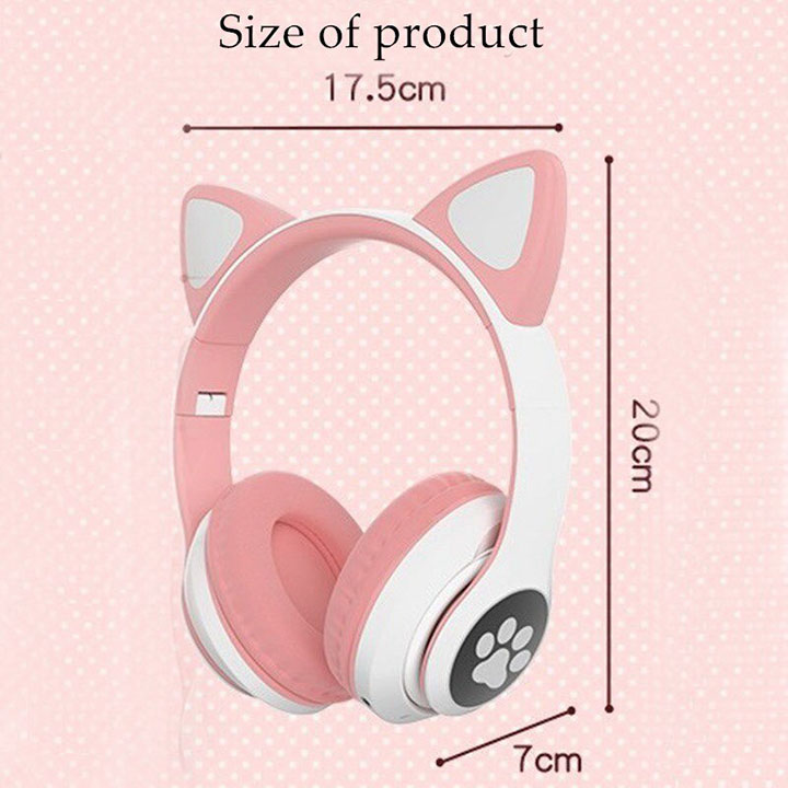 Tai nghe chụp tai headphone bluetooth Hewolf tai nghe mèo không dây hàng chính hãng có đèn LED nghe nhạc chơi game đàm thoại dùng được cho điện thoại, laptop, máy tính