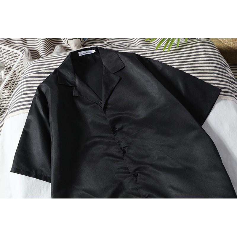 Áo Sơ Mi Nam Tay Ngắn Dáng Rộng Màu Trơn Thời Trang