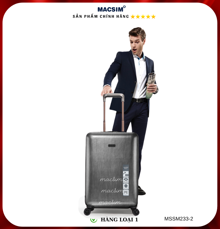 Vali cao cấp Macsim Smooire MSSM233 cỡ 21 inch màu đen - Hàng loại 1