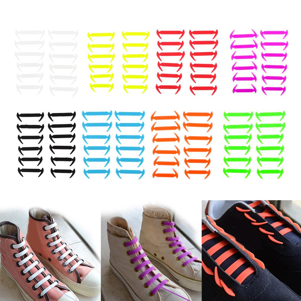 12pcs No Tie Shoelaces for Kids Adults, Waterproof Silicone Flat Elastic Athletic Sports Shoe Laces Multicolor for Sneaker Boots Casual Board Shoes